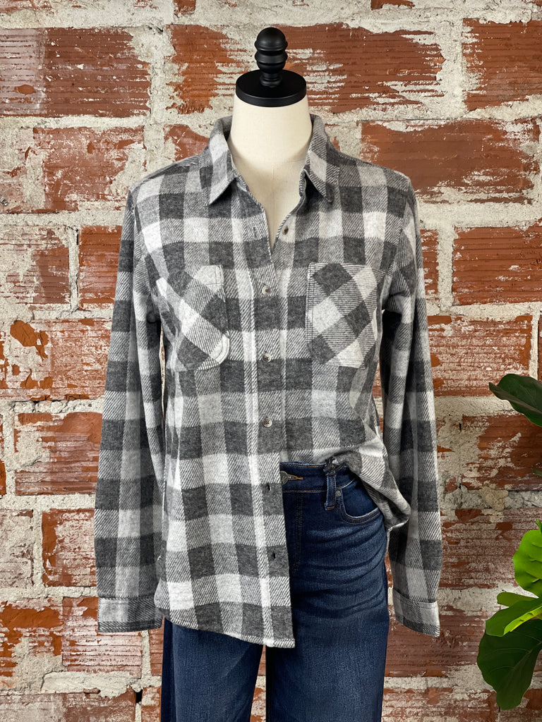 Beach Lunch Lounge Tobey Shacket in Grey Cameo Plaid