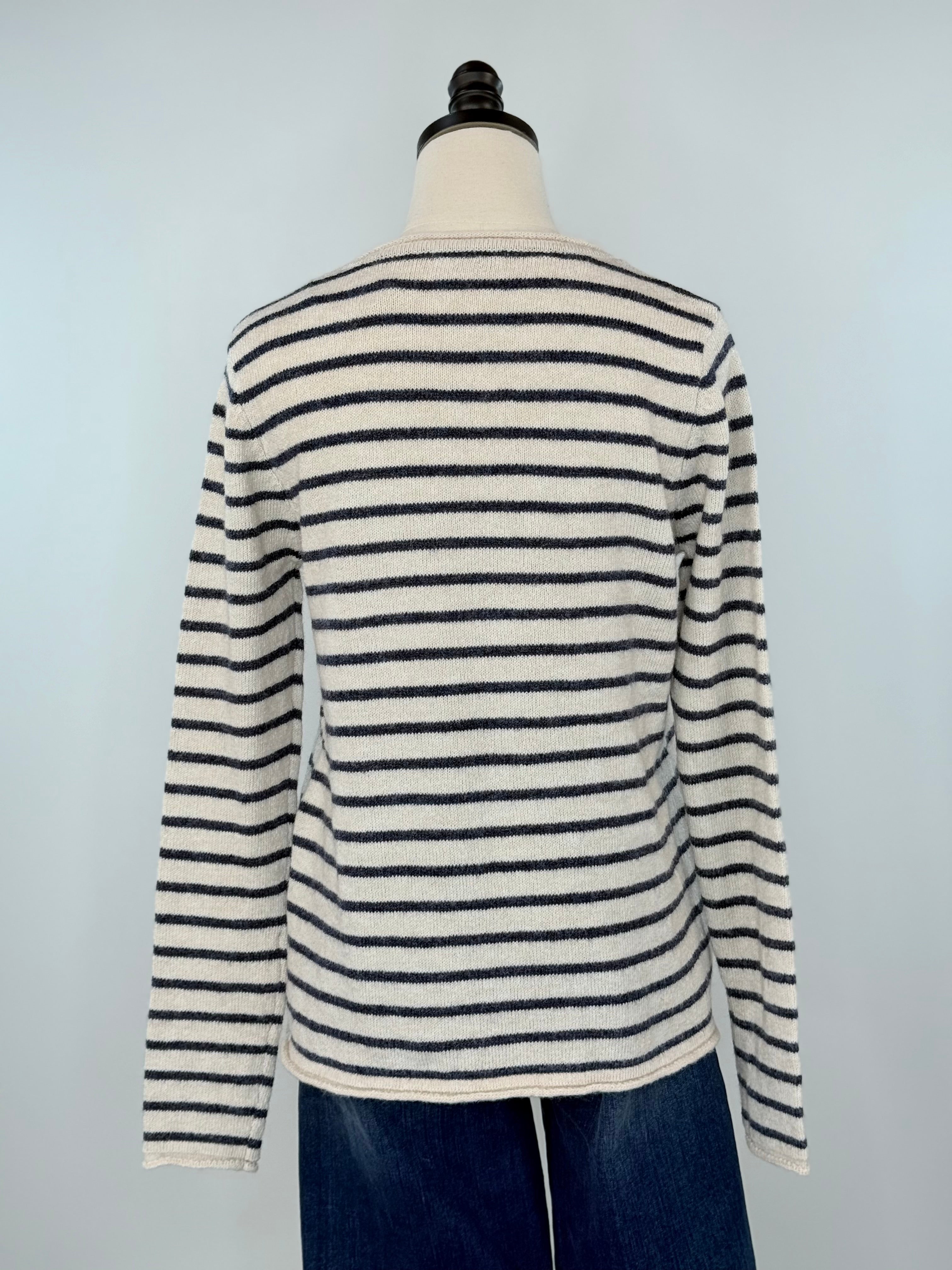 Asher Sweater in Navy and Cream Stripe-131 - Sweaters F/W (June - Nov)-Little Bird Boutique