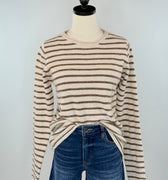 Asher Sweater in Copper and Taupe Stripe-131 - Sweaters F/W (June - Nov)-Little Bird Boutique