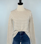 Asher Sweater in Oatmeal and Taupe Stripe-131 - Sweaters F/W (June - Nov)-Little Bird Boutique