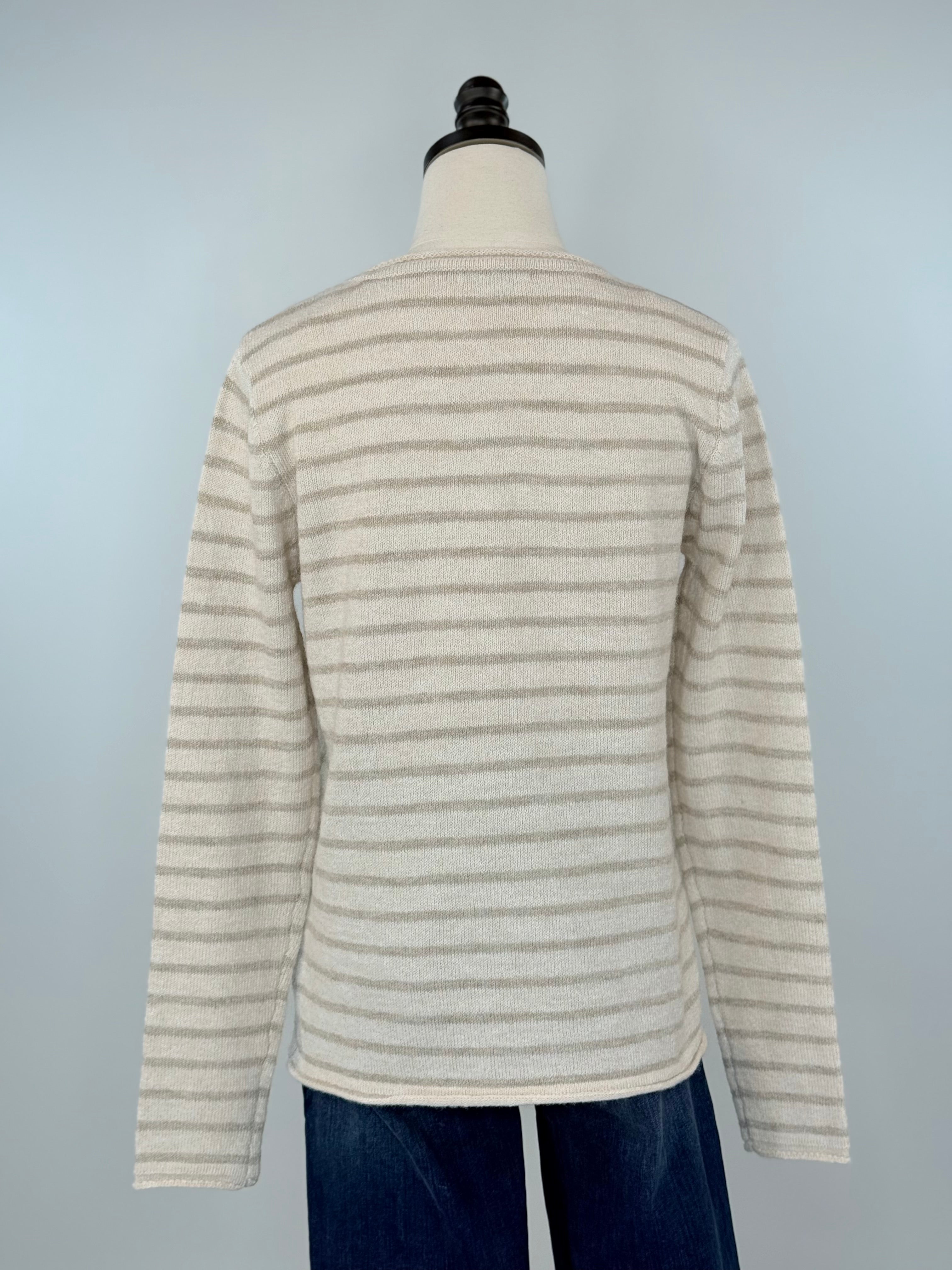 Asher Sweater in Oatmeal and Taupe Stripe-131 - Sweaters F/W (June - Nov)-Little Bird Boutique