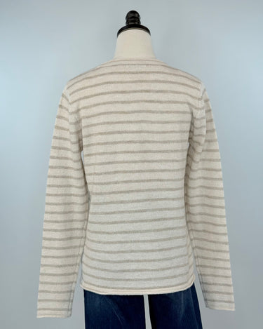 Asher Sweater in Oatmeal and Taupe Stripe-131 - Sweaters F/W (June - Nov)-Little Bird Boutique