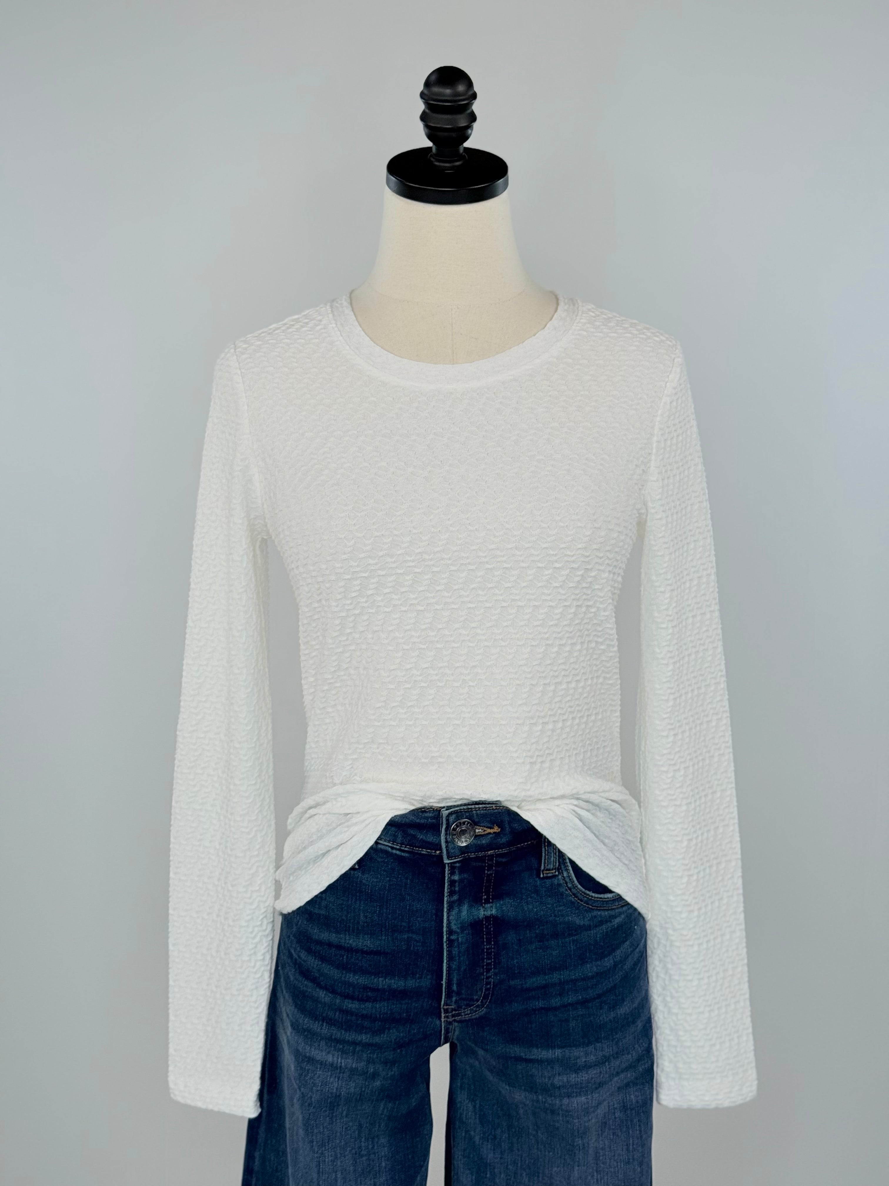 Sanctuary Textured Tee in Chalk-121 - Jersey Tops F/W (June - Nov)-Little Bird Boutique