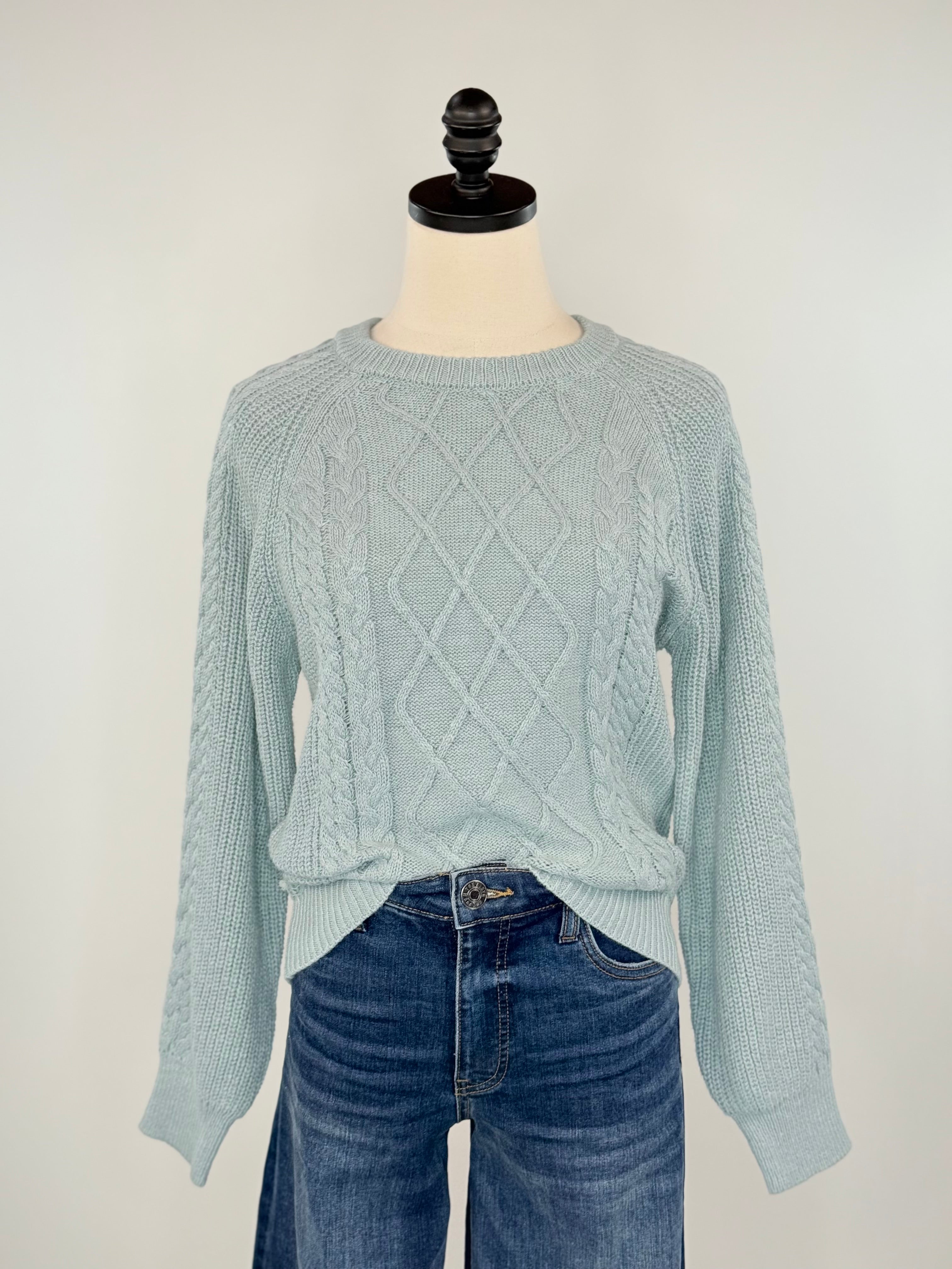 Sanctuary Nomad Cable Popover Sweater in Sky Gray-131 - Sweaters F/W (June - Nov)-Little Bird Boutique