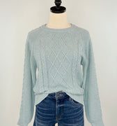 Sanctuary Nomad Cable Popover Sweater in Sky Gray-131 - Sweaters F/W (June - Nov)-Little Bird Boutique