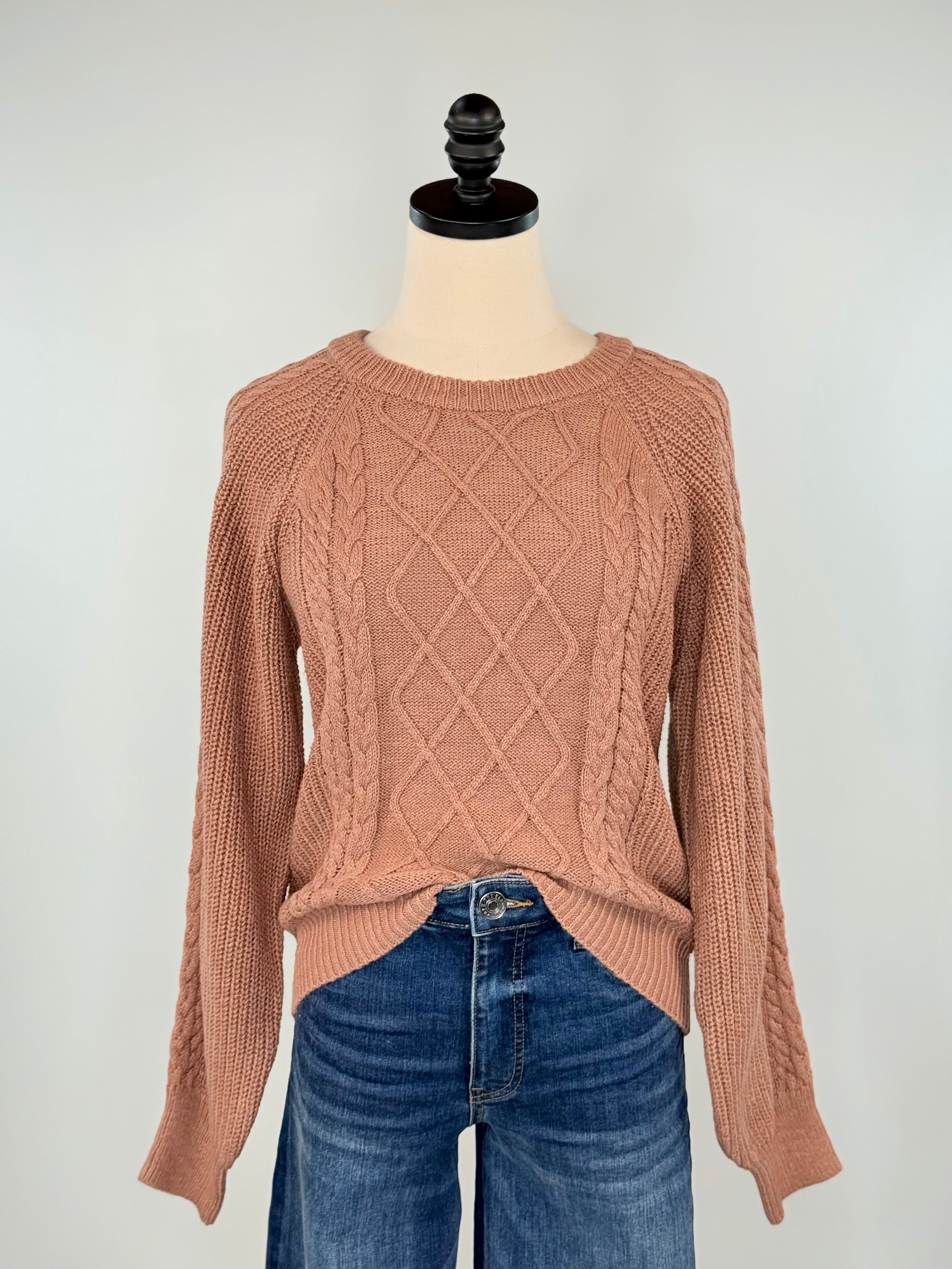 Sanctuary Nomad Cable Popover Sweater in Mocha-131 - Sweaters F/W (June - Nov)-Little Bird Boutique