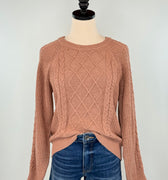 Sanctuary Nomad Cable Popover Sweater in Mocha-131 - Sweaters F/W (June - Nov)-Little Bird Boutique