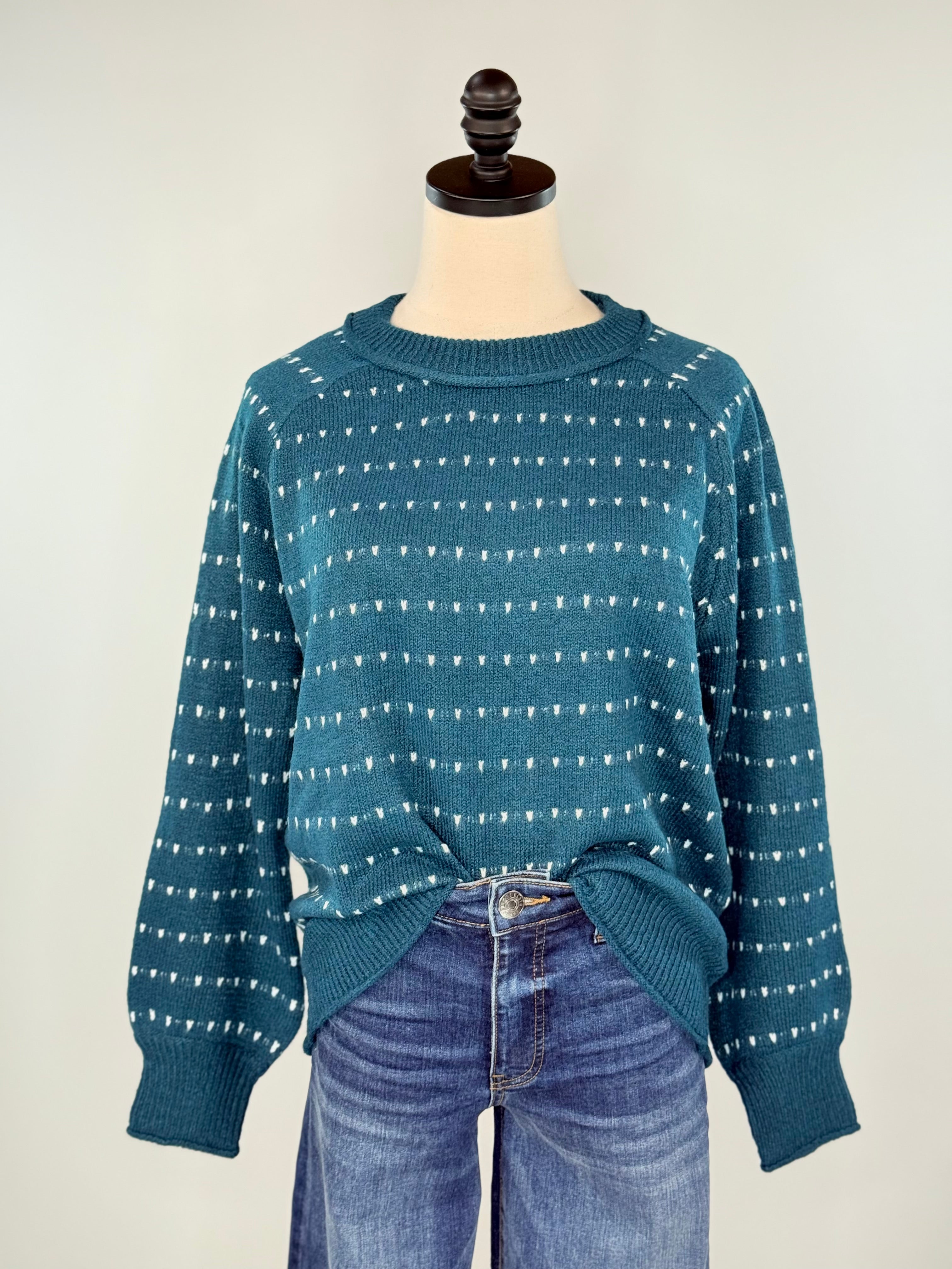Brooks Sweater in Teal-133 - Sweaters (Holiday)-Little Bird Boutique