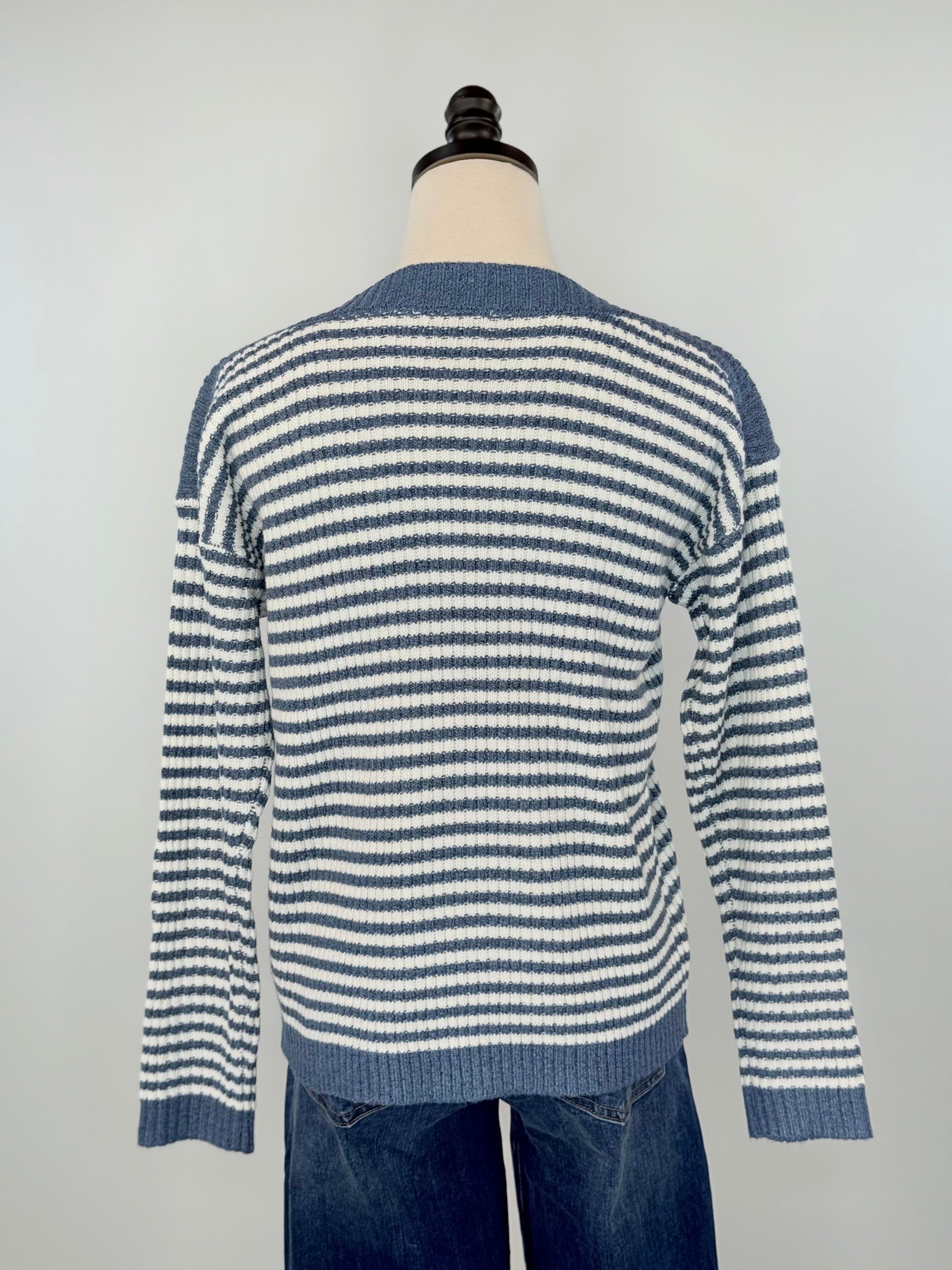 Wilder Sweater in Denim and White Stripe-131 - Sweaters F/W (June - Nov)-Little Bird Boutique