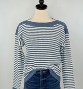 Wilder Sweater in Denim and White Stripe-131 - Sweaters F/W (June - Nov)-Little Bird Boutique