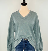 Anthem the Label Washed Knit Pullover in Green-142 Sweatshirts & Hoodies-Little Bird Boutique