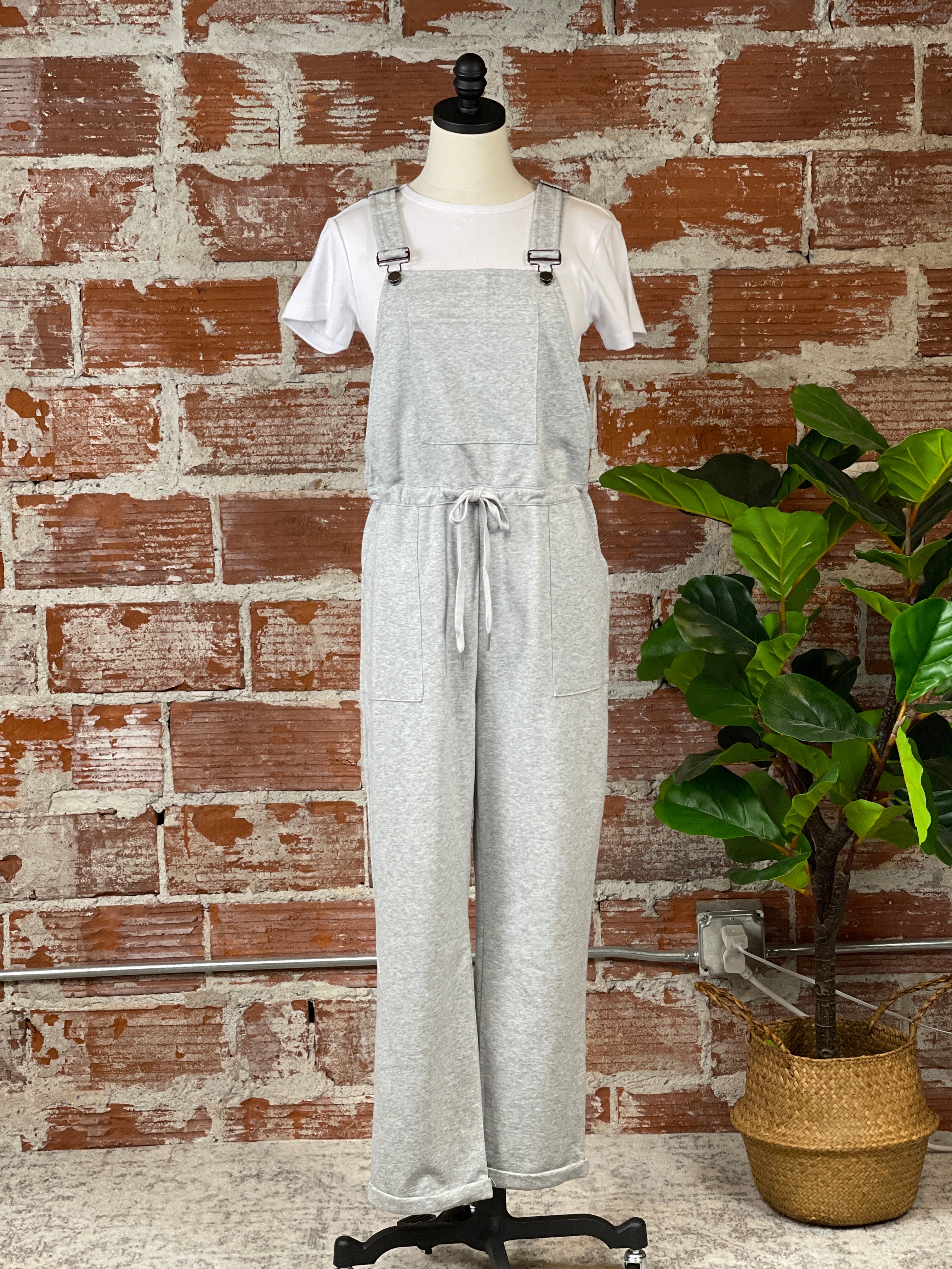 Jersey Knit Overalls in Gray Little Bird Boutique