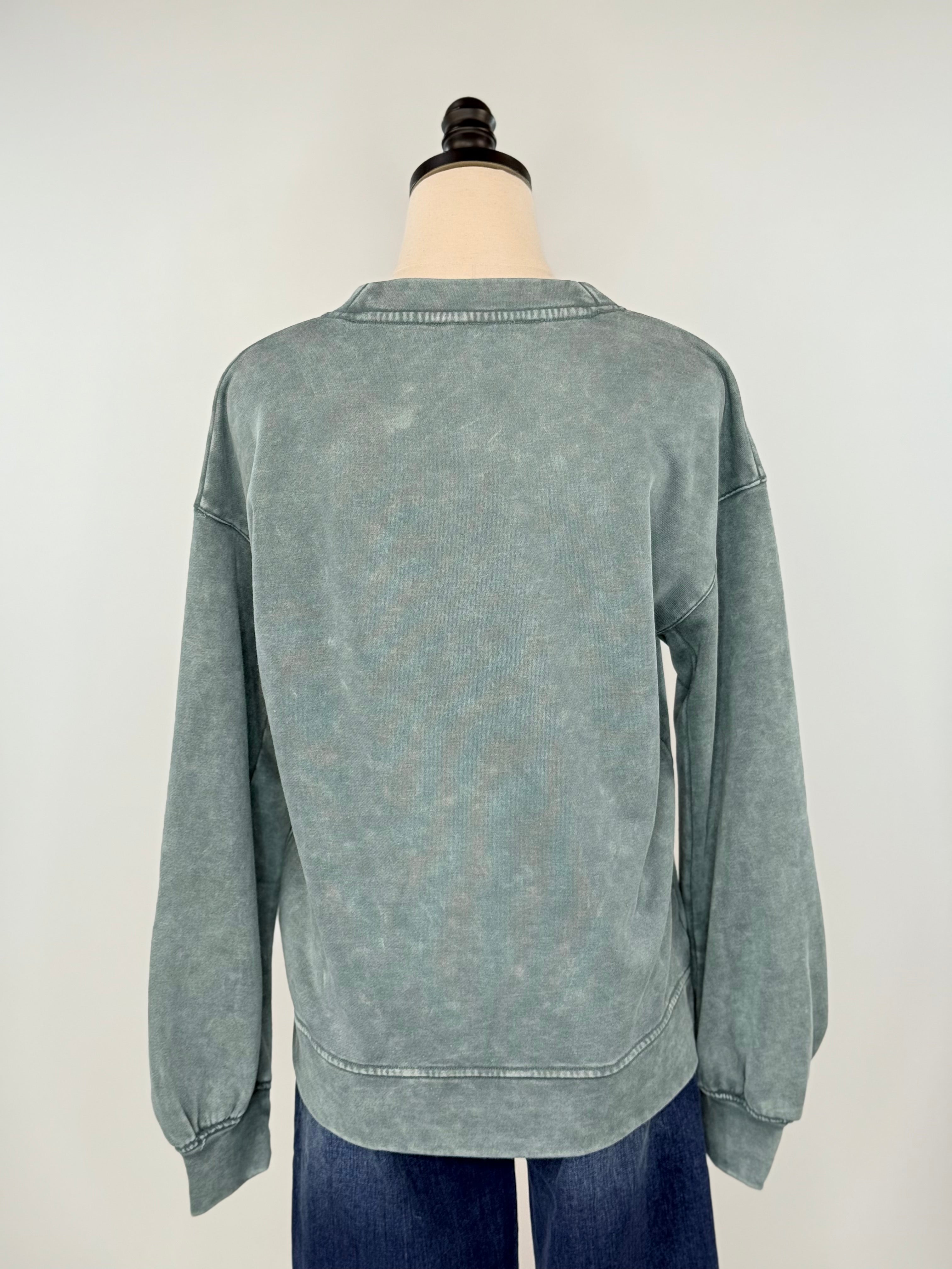 Anthem the Label Washed Knit Pullover in Green-142 Sweatshirts & Hoodies-Little Bird Boutique