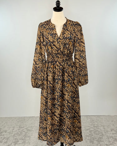 Anthem the Label Abstract Print Dress in Brown and Taupe-152 Dresses - Long-Little Bird Boutique
