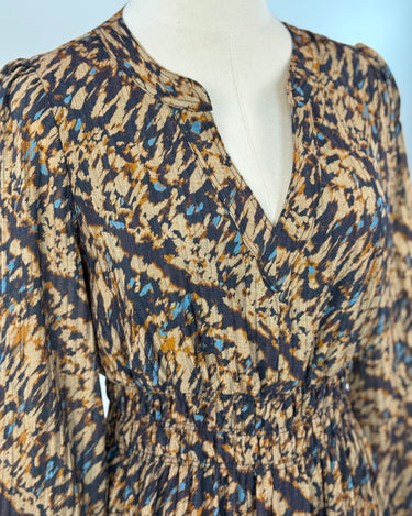 Anthem the Label Abstract Print Dress in Brown and Taupe-152 Dresses - Long-Little Bird Boutique