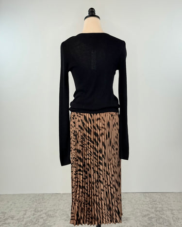 Sanctuary Nostalgia Pleated Midi Skirt in Mocha Leo-231 Skirts-Little Bird Boutique