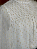 Jak & Rae Neinna Top in White with Gold Dots-112 Woven Tops - Long Sleeve-Little Bird Boutique