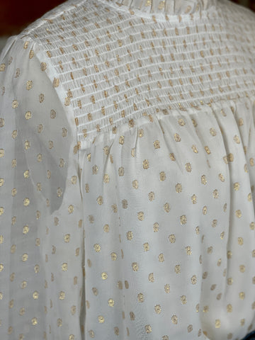 Jak & Rae Neinna Top in White with Gold Dots