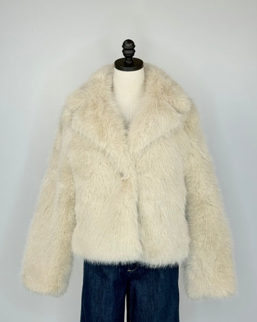 Apricot Fur Collar Short Coat in Cream-141 Outerwear Coats & Jackets-Little Bird Boutique
