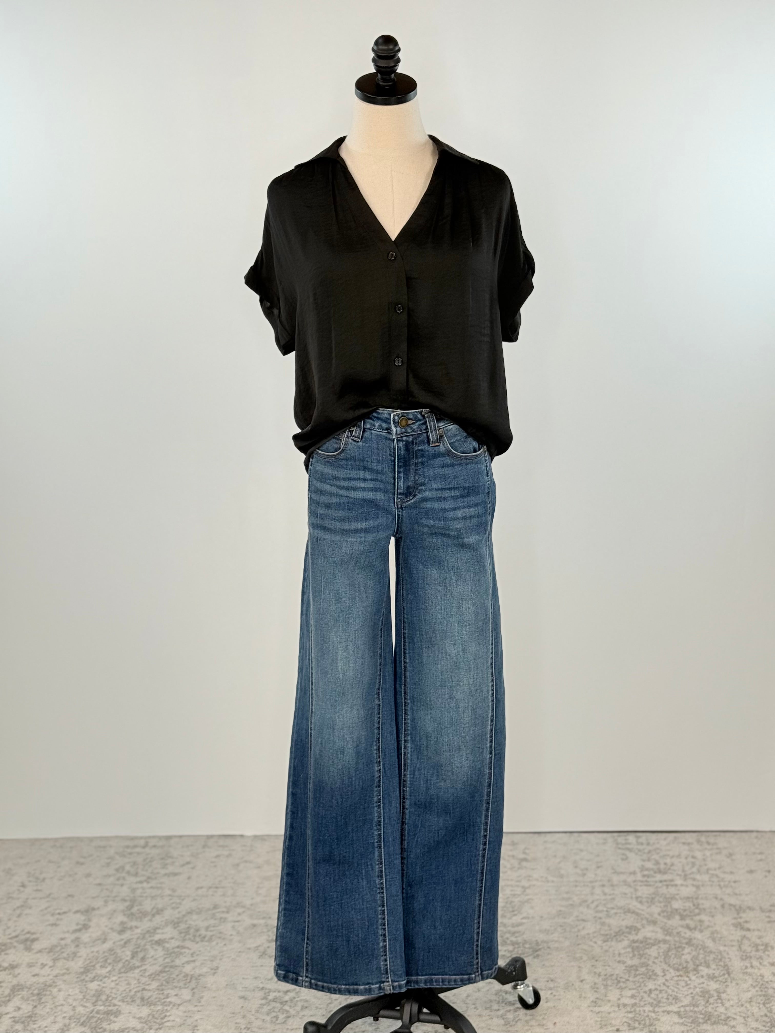 Oat Mid Rise Side Panel Denim in Glow Dark-210 Denim-Little Bird Boutique