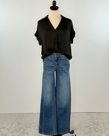 Oat Mid Rise Side Panel Denim in Glow Dark-210 Denim-Little Bird Boutique