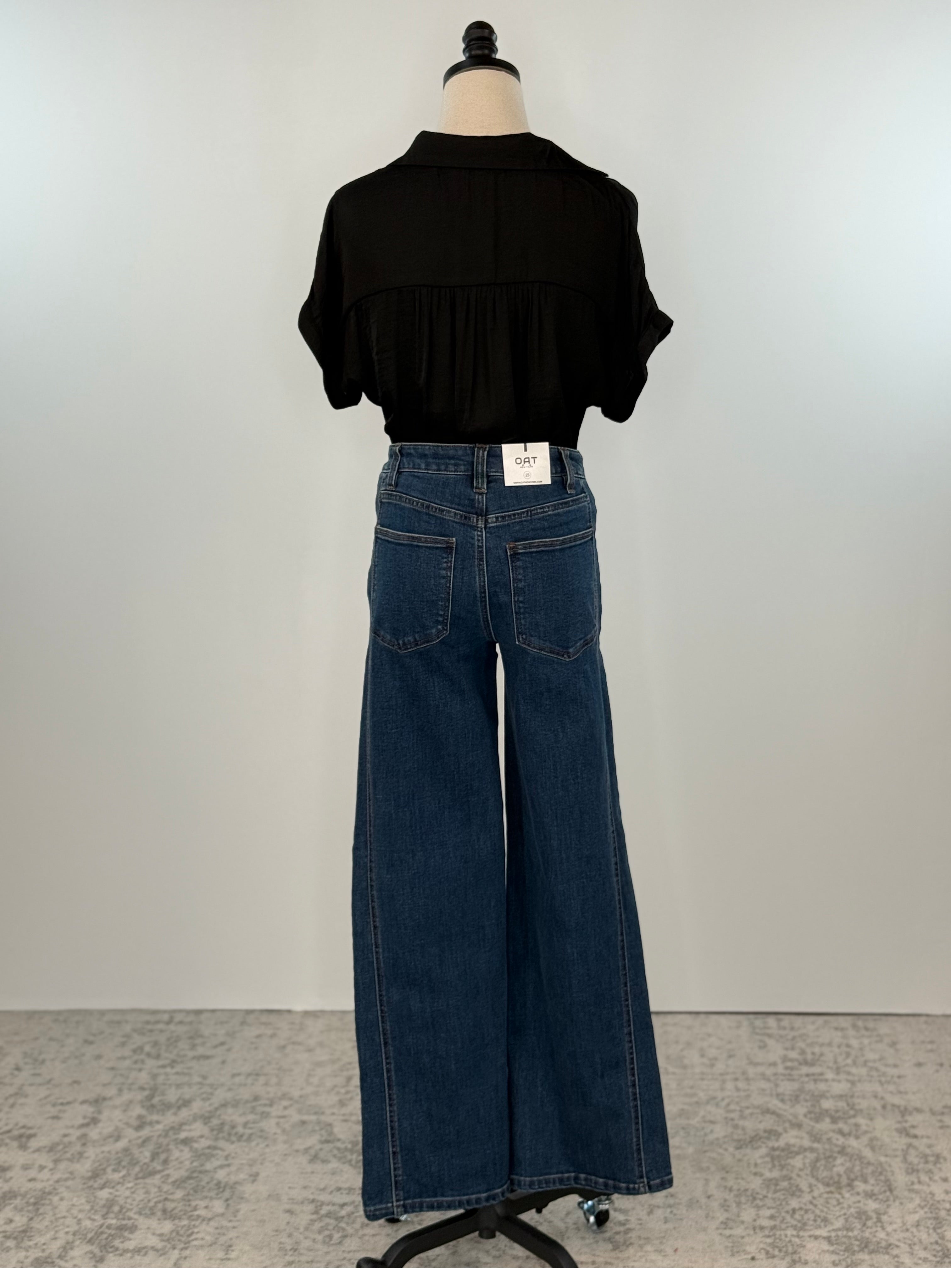 Oat Mid Rise Side Panel Denim in Glow Dark-210 Denim-Little Bird Boutique