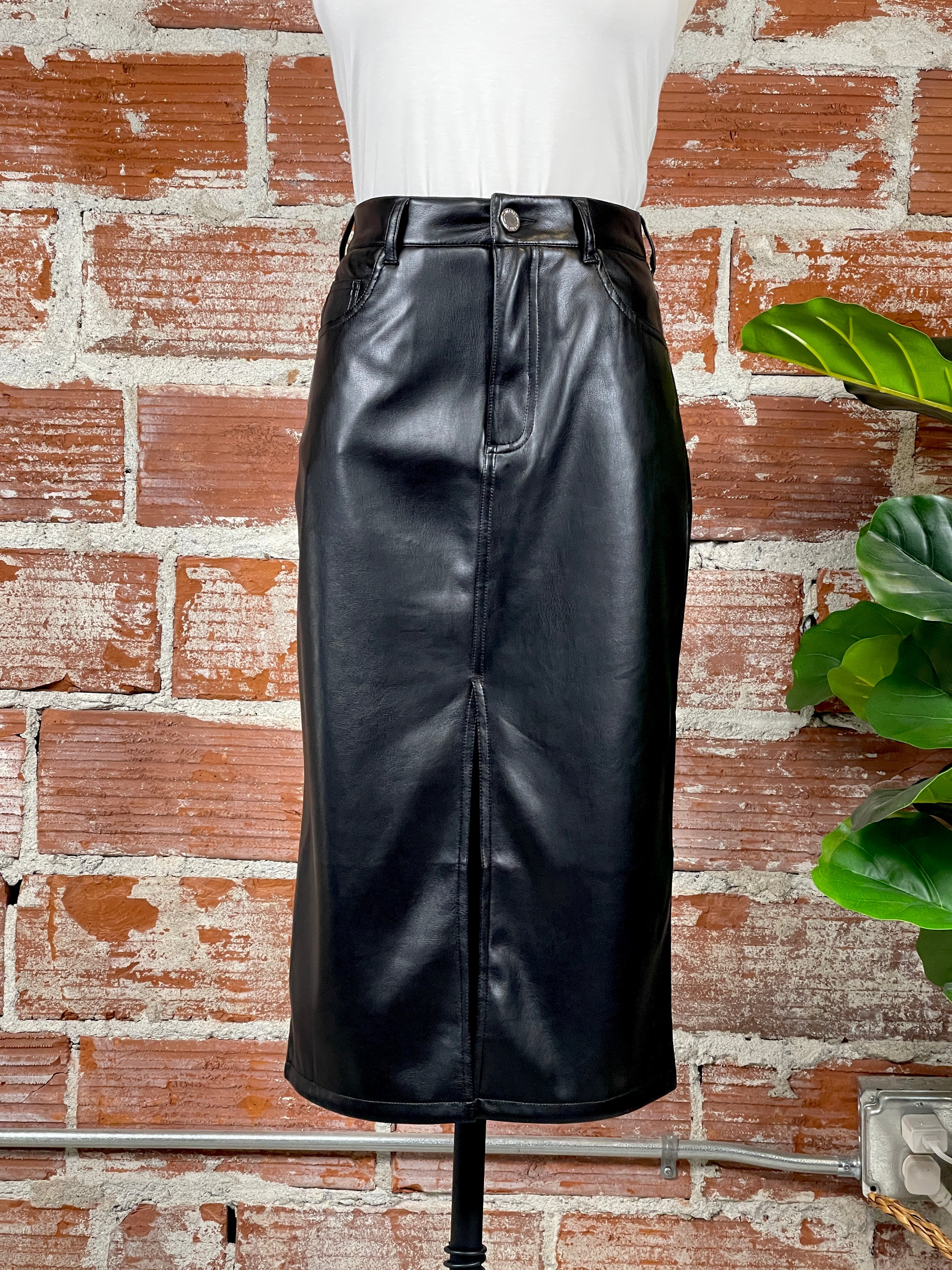 Jak & Rae Rocky High Rise Faux Leather Skirt-231 Skirts-Little Bird Boutique