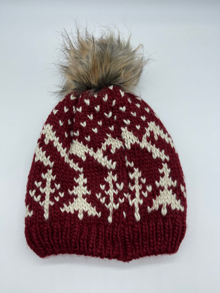 Winter Pom Hat in Burgundy