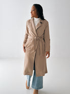 Dex Marilyn Long Jacket in Taupe-141 Outerwear Coats & Jackets-Little Bird Boutique