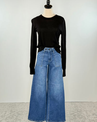 OAT NYC High Rise Wide Leg Denim in Medium Wash-210 Denim-Little Bird Boutique