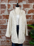 Dex Hooded Cable Open Cardigan in Cream-130 Sweaters-Little Bird Boutique