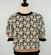 Rose Knit Top in Black and Light Grey-121 - Jersey Tops F/W (June - Nov)-Little Bird Boutique