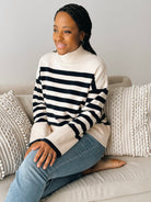 Jak and Rae Caden Sweater in Navy/Ivory Stripe-132 - Sweaters S/S (Jan - June)-Little Bird Boutique
