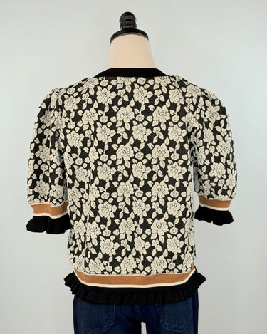 Rose Knit Top in Black and Light Grey-121 - Jersey Tops F/W (June - Nov)-Little Bird Boutique