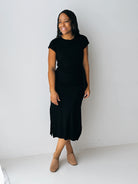 Dex Knotted Dress in Black-152 Dresses - Long-Little Bird Boutique