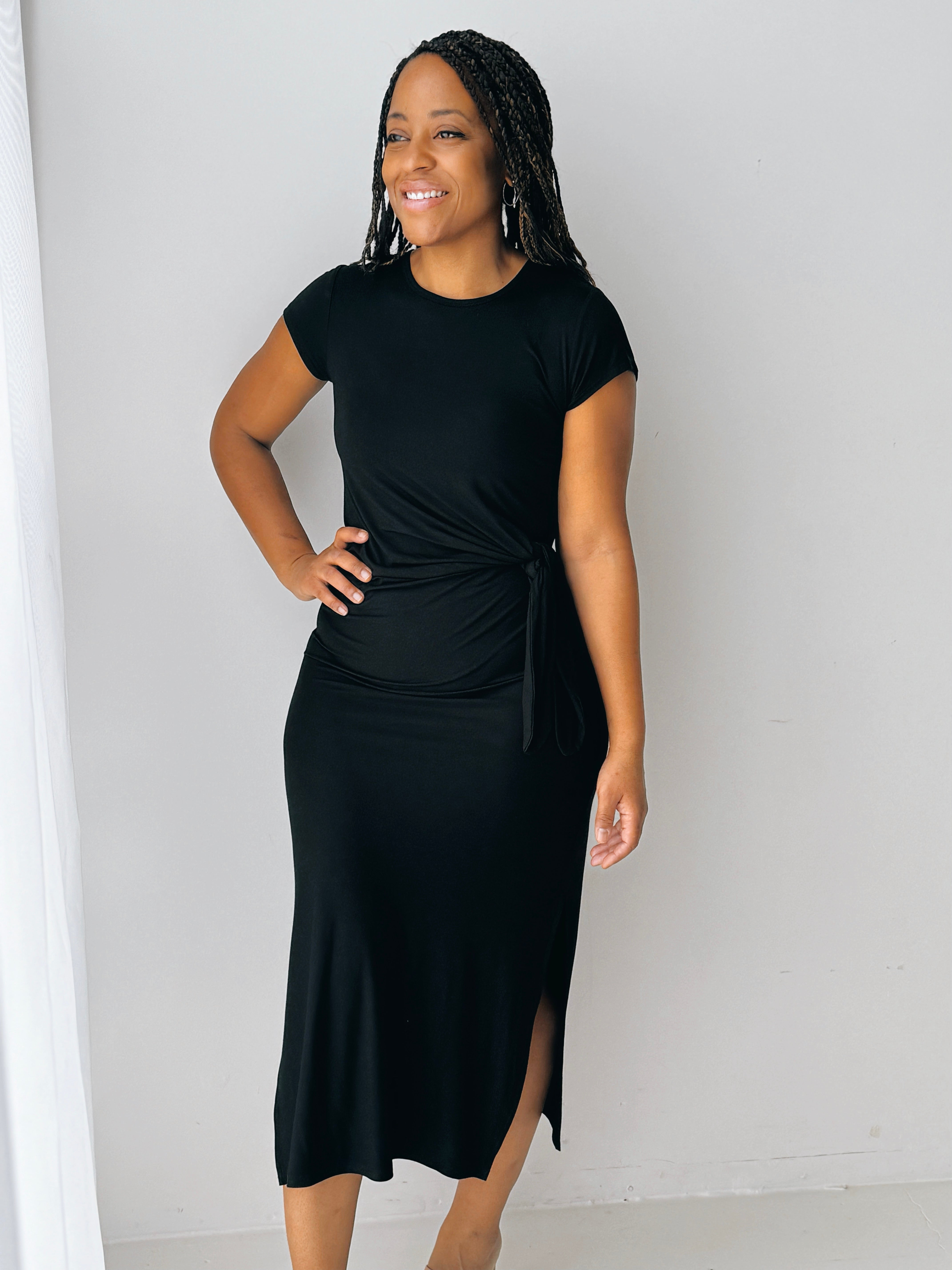 Dex Knotted Dress in Black Little Bird Boutique