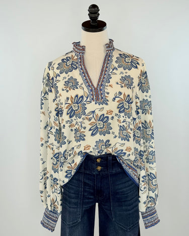 Jodi Top in Blue Floral-111 - Woven Top F/W (June- Nov)-Little Bird Boutique