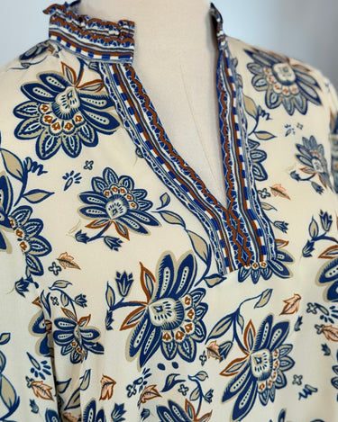 Jodi Top in Blue Floral-111 - Woven Top F/W (June- Nov)-Little Bird Boutique