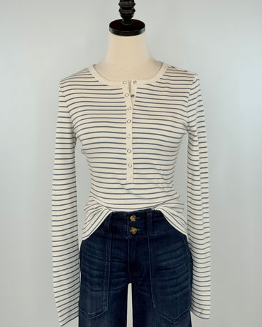 Z Supply Stella Stripe Henley in Crystal-121 - Jersey Tops F/W (June - Nov)-Little Bird Boutique