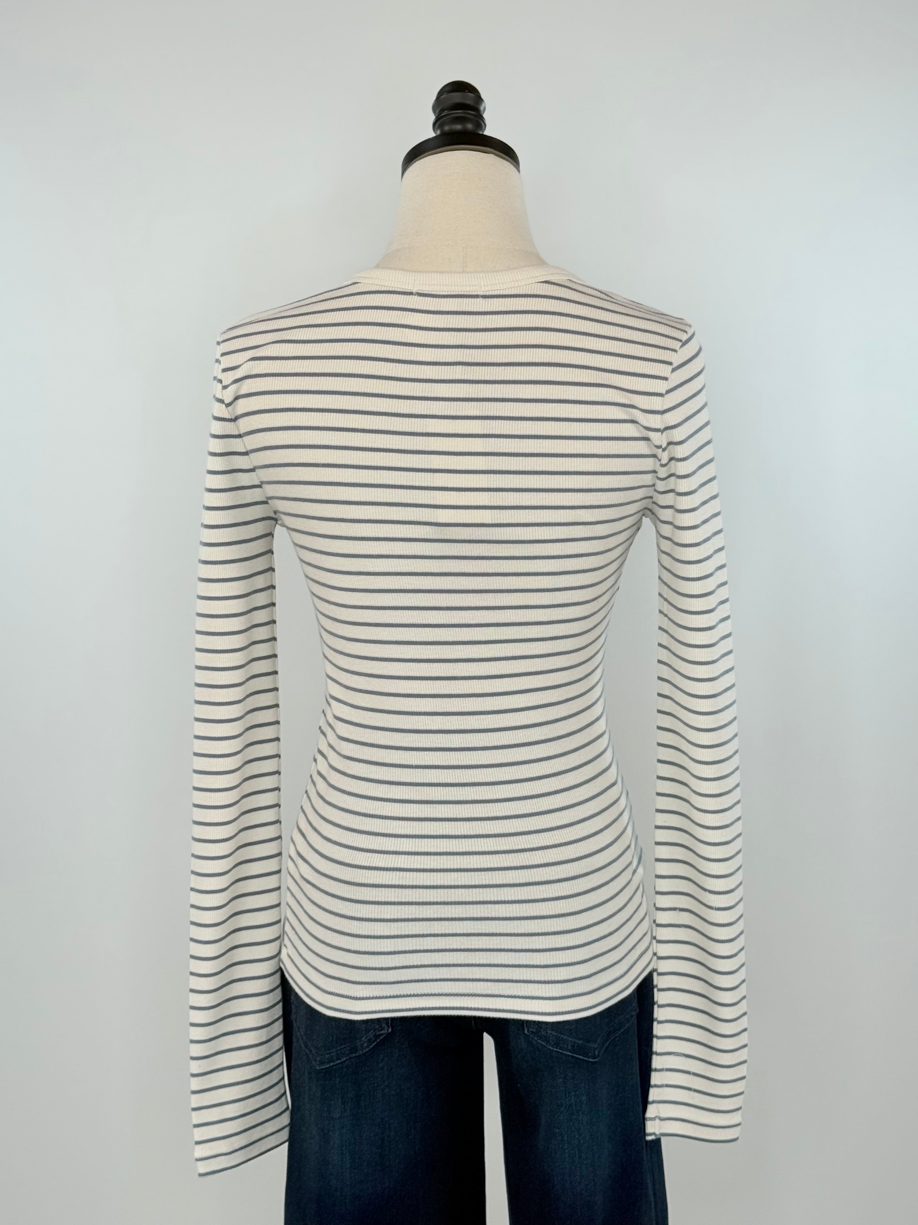 Z Supply Stella Stripe Henley in Crystal-121 - Jersey Tops F/W (June - Nov)-Little Bird Boutique