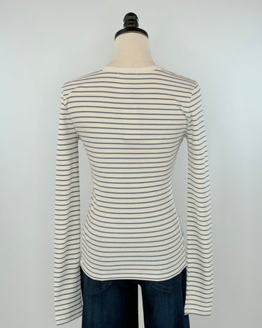 Z Supply Stella Stripe Henley in Crystal-121 - Jersey Tops F/W (June - Nov)-Little Bird Boutique
