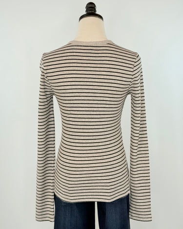 Z Supply Stella Stripe Henley in Heather Taupe-121 - Jersey Tops F/W (June - Nov)-Little Bird Boutique
