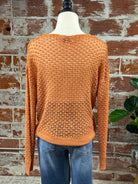 Janey Crochet Knit Sweater in Terracotta-132 - Sweaters S/S (Jan - June)-Little Bird Boutique