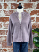 Cozy Zip Up Sweater in Dark Violet-132 - Sweaters S/S (Jan - June)-Little Bird Boutique