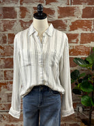 Thread & Supply Cleo Shirt in White and Black Stripe-122 - Jersey Tops S/S (Jan - June)-Little Bird Boutique