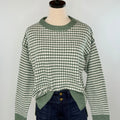 Sawyer Checkerboard Sweater in Dark Sage-133 - Sweaters (Holiday)-Little Bird Boutique