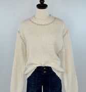 Z Supply Romnie Contrast Stitch Sweater in Crystal-131 - Sweaters F/W (June - Nov)-Little Bird Boutique