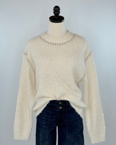 Z Supply Romnie Contrast Stitch Sweater in Crystal-131 - Sweaters F/W (June - Nov)-Little Bird Boutique
