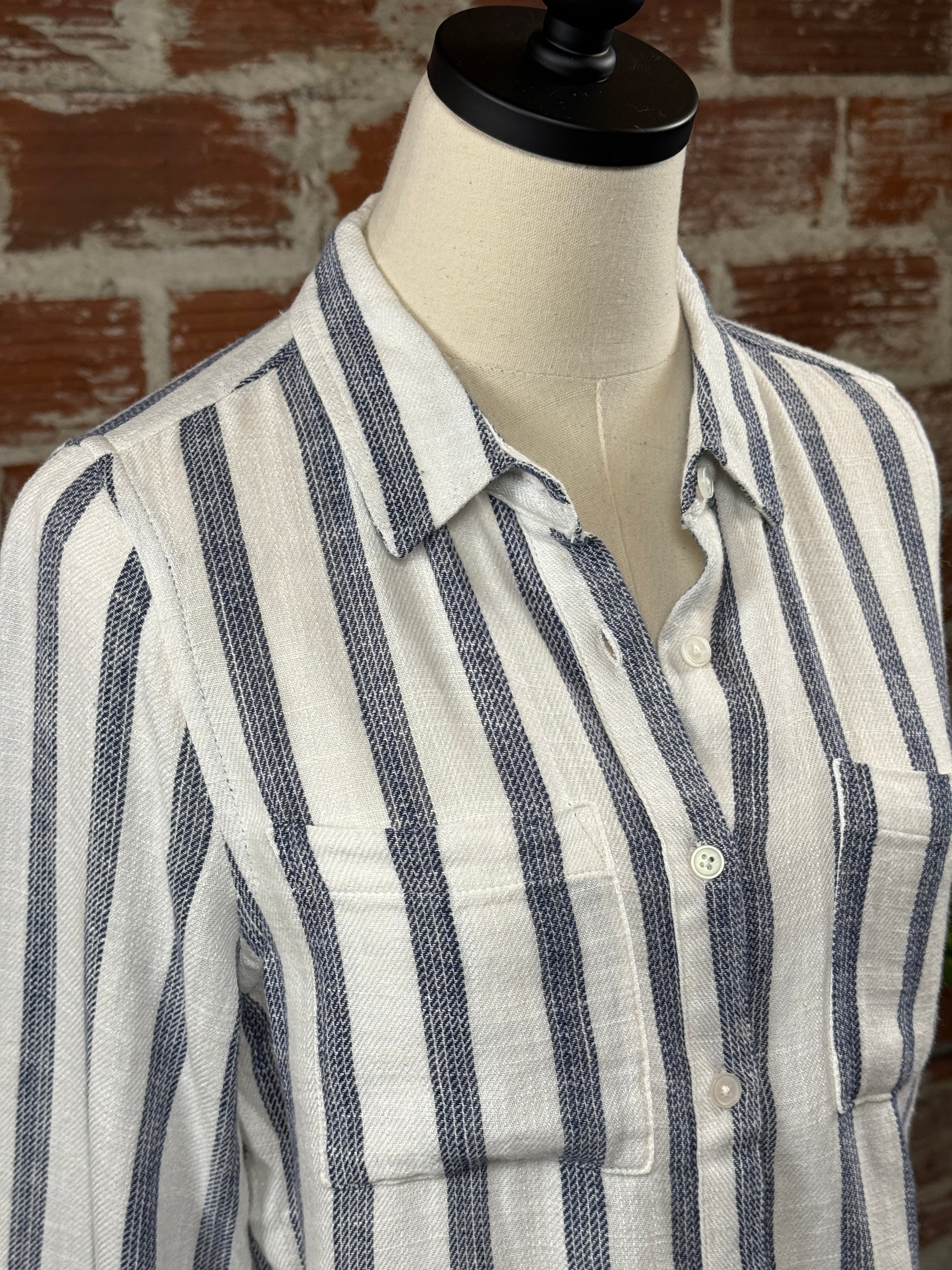 (Restock!) Thread & Supply Cleo Shirt in Navy Stripe-112 - Woven Top S/S (Jan - June)-Little Bird Boutique