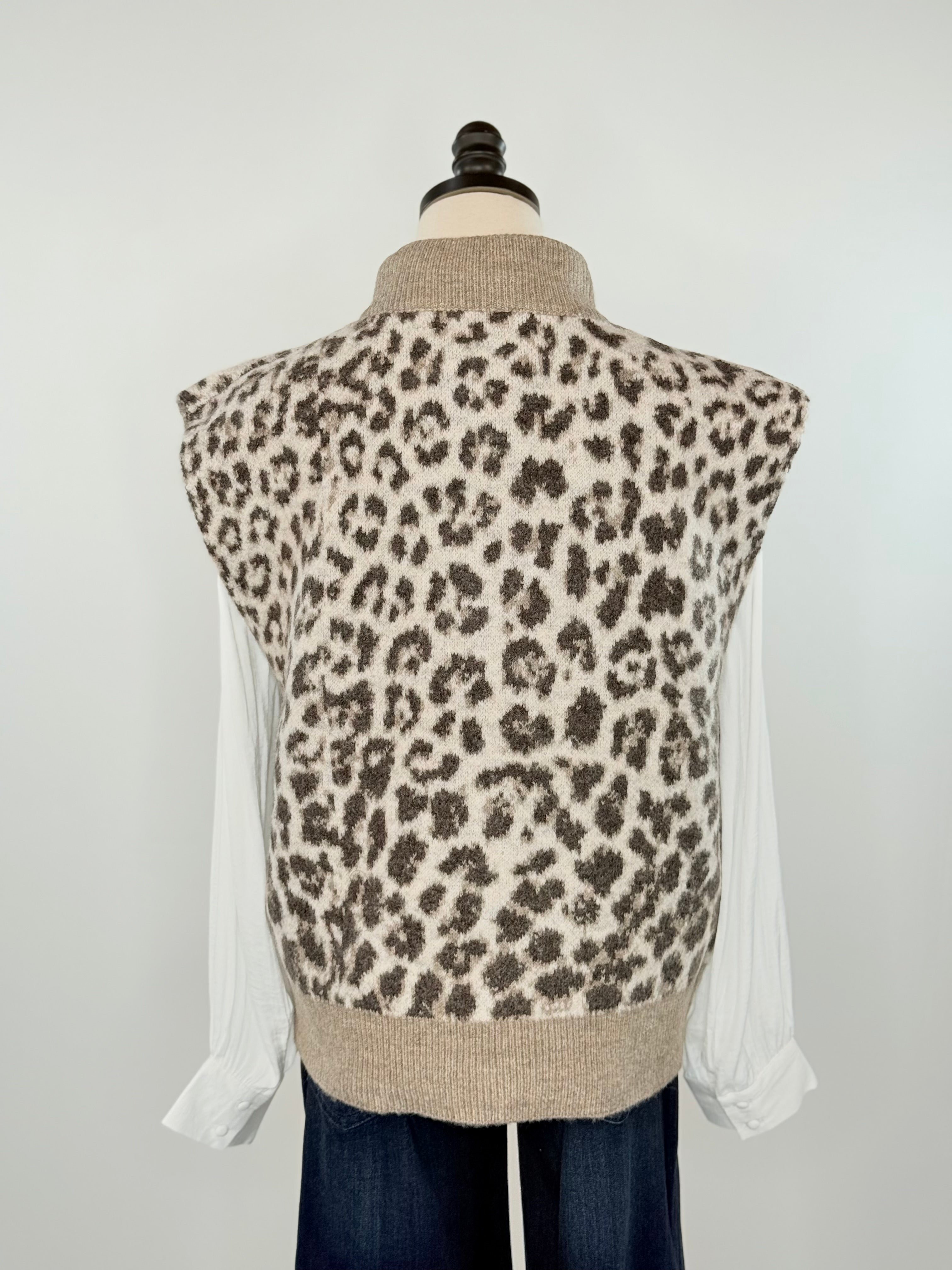 Sinclair Leopard Sweater Vest-131 - Sweaters F/W (June - Nov)-Little Bird Boutique